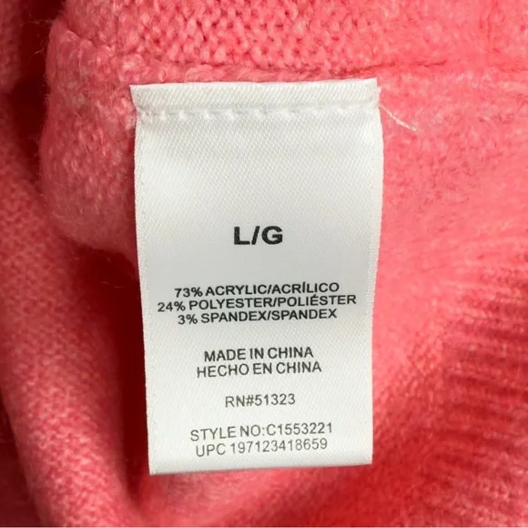 Vince Camuto Vibrant Pink Turtleneck Sweater Size L - Picture 7 of 8